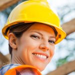 37542507 – smiling female construction worker at site
